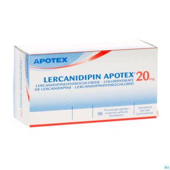 Lercanidipine apotex 20 mg comp pell 98 x 20 mg