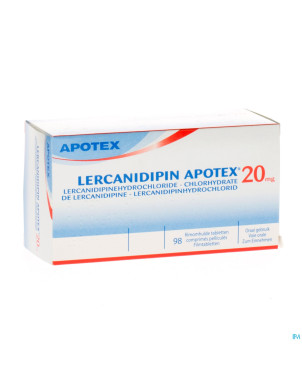 Lercanidipine apotex 20 mg comp pell 98 x 20 mg