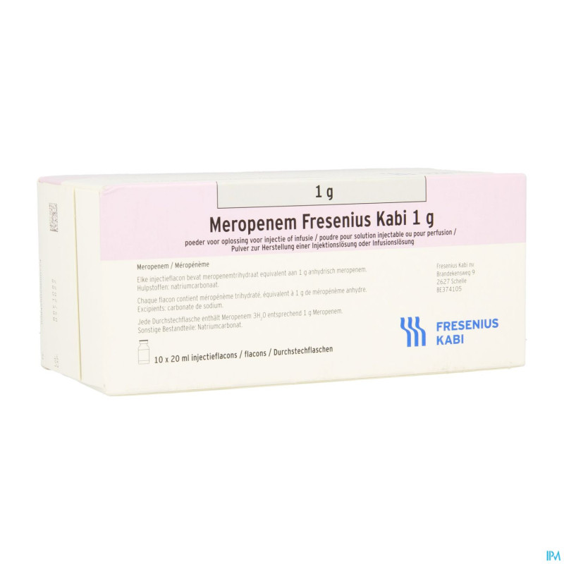 Meropenem kabi 1 g poudre 10 fl sol inj ou inf