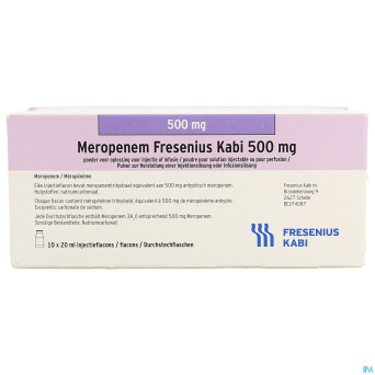 Meropenem kabi 500 mg poudre 10 fl sol inj ou inf