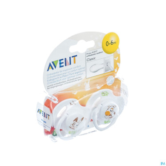 Philips avent sucette animaux silic. double 0-6m 2