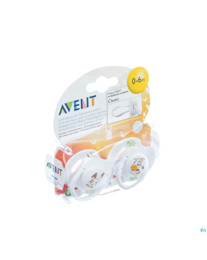 Philips avent sucette animaux silic. double 0-6m 2