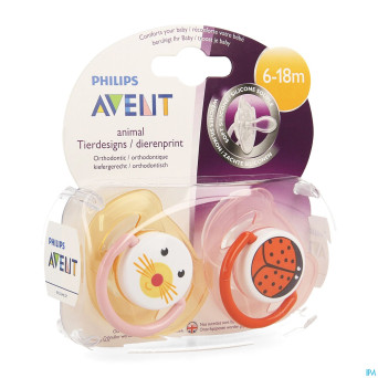 Philips avent sucette animaux silic.double 6-18m 2