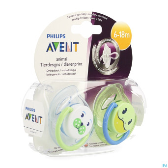 Philips avent sucette animaux silic.double 6-18m 2