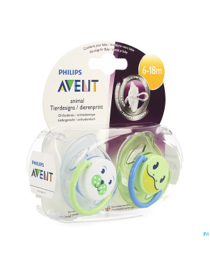 Philips avent sucette animaux silic.double 6-18m 2