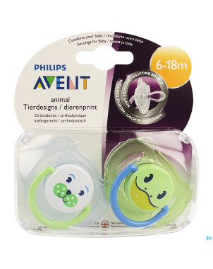 Philips avent sucette animaux silic.double 6-18m 2