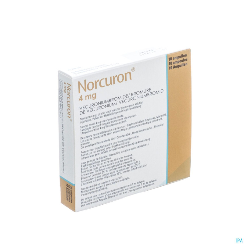 Norcuron 4 mg poudre sol inj amp 10