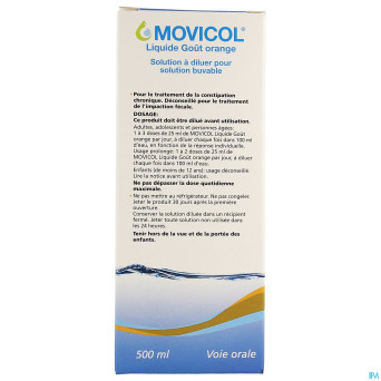 Movicol liquide gout orange sol dil buvable 500 ml