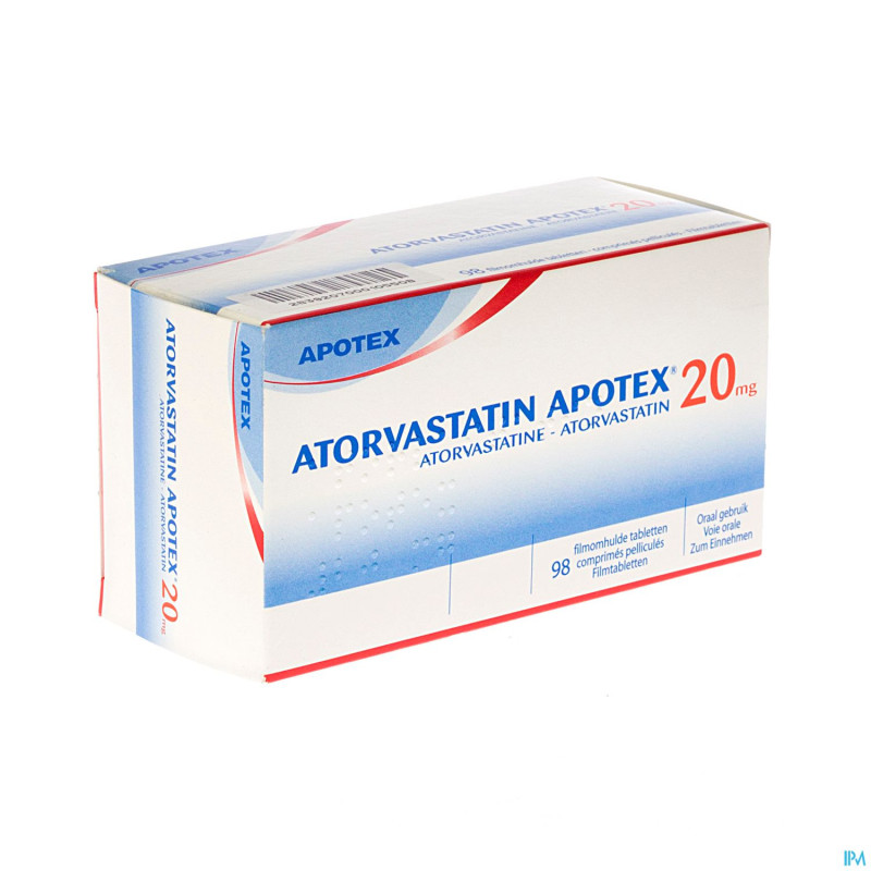 Atorvastatin apotex 20 mg comp pell 98 x 20 mg
