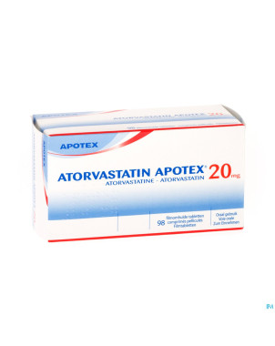 Atorvastatin apotex 20 mg comp pell 98 x 20 mg