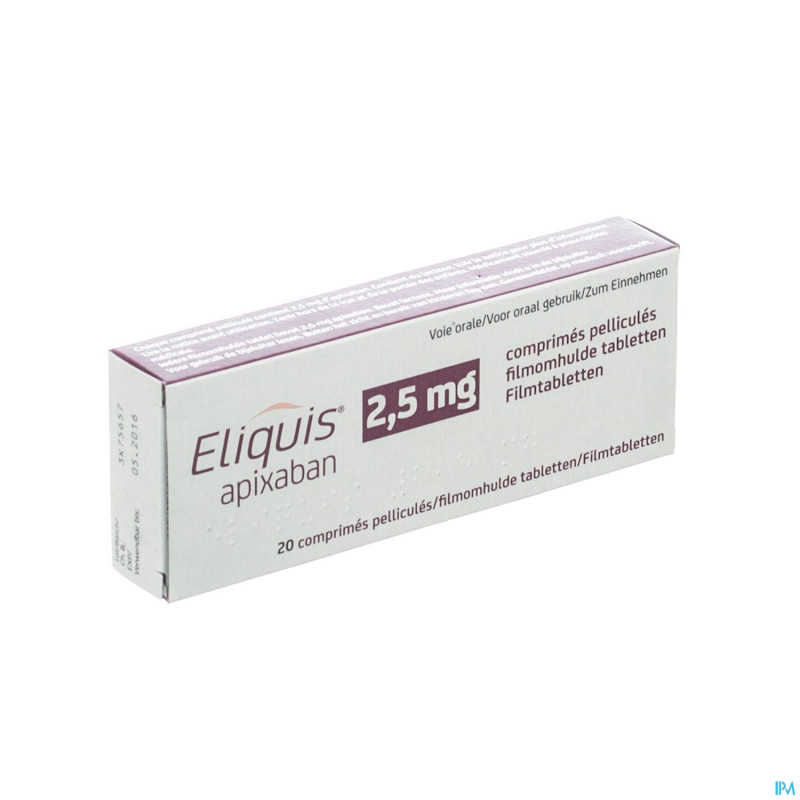 Eliquis 2,5 mg comp pell  20 x 2,5 mg