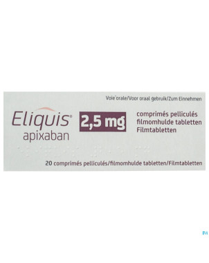Eliquis 2,5 mg comp pell  20 x 2,5 mg
