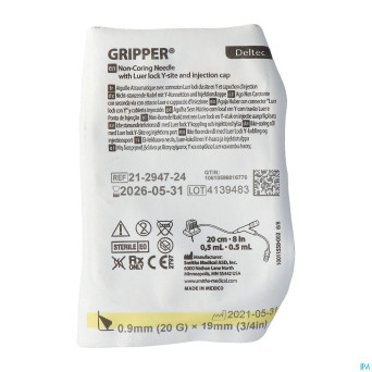 Gripper aiguille 20g 19mm y-site 1