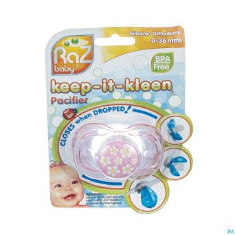 Raz baby keep it clean sucette pink+flower/heart