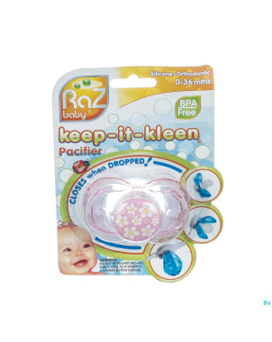 Raz baby keep it clean sucette pink+flower/heart