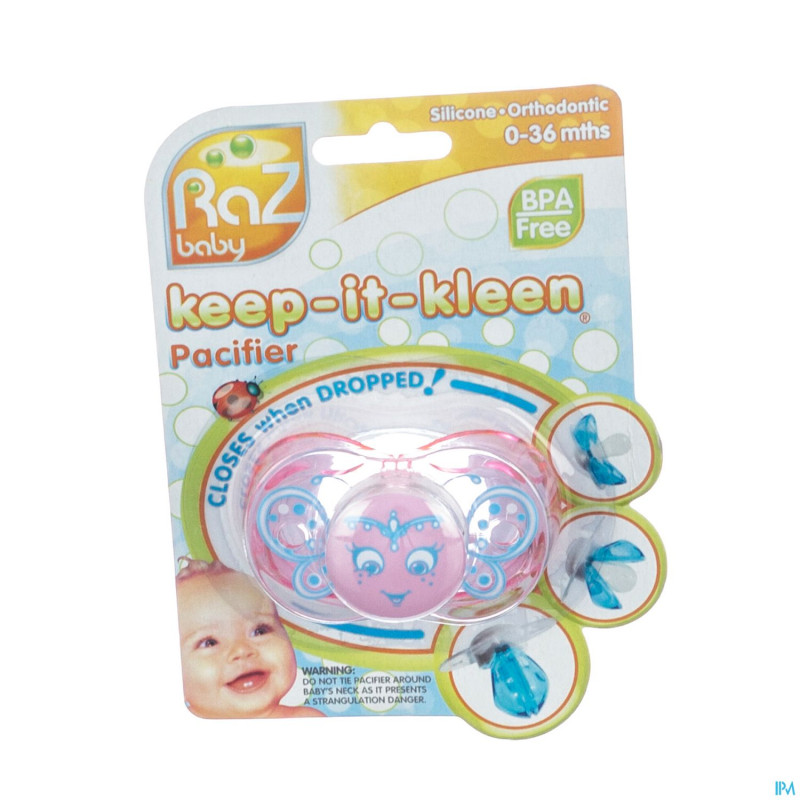 Raz baby keep it clean sucette betty but.fly pink