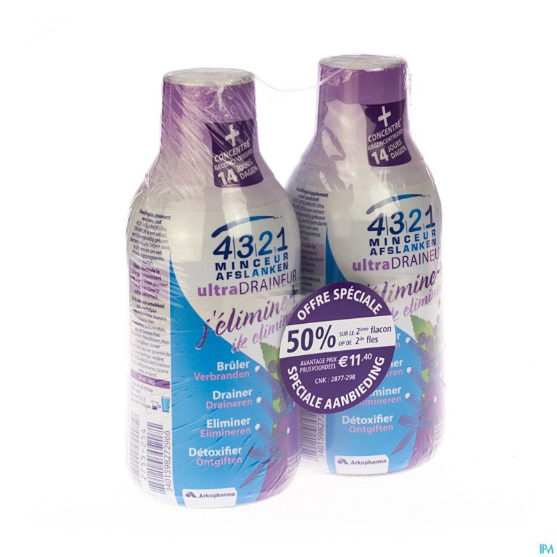 4321 ultra draineur cassis  2x280ml    promo