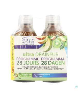 4321 ultra draineur pomme kiwi 2x280ml    promo