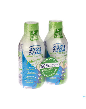 4321 ultra draineur pomme kiwi 2x280ml    promo