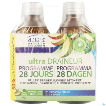 4321 ultra draineur pomme kiwi 2x280ml    promo