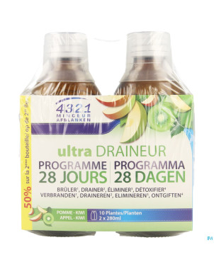 4321 ultra draineur pomme kiwi 2x280ml    promo
