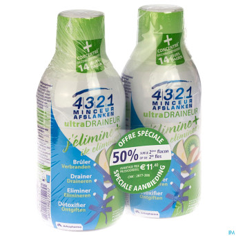 4321 ultra draineur pomme kiwi 2x280ml    promo