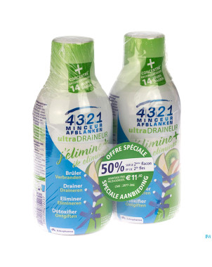 4321 ultra draineur pomme kiwi 2x280ml    promo