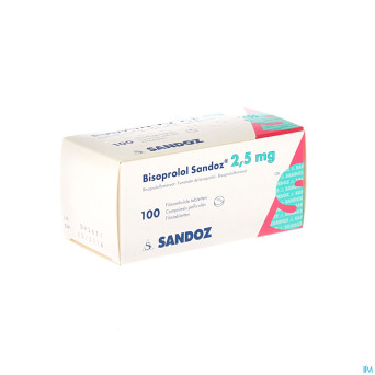 Bisoprolol sandoz 2,5 mg comp pell 100 x 2,5 mg