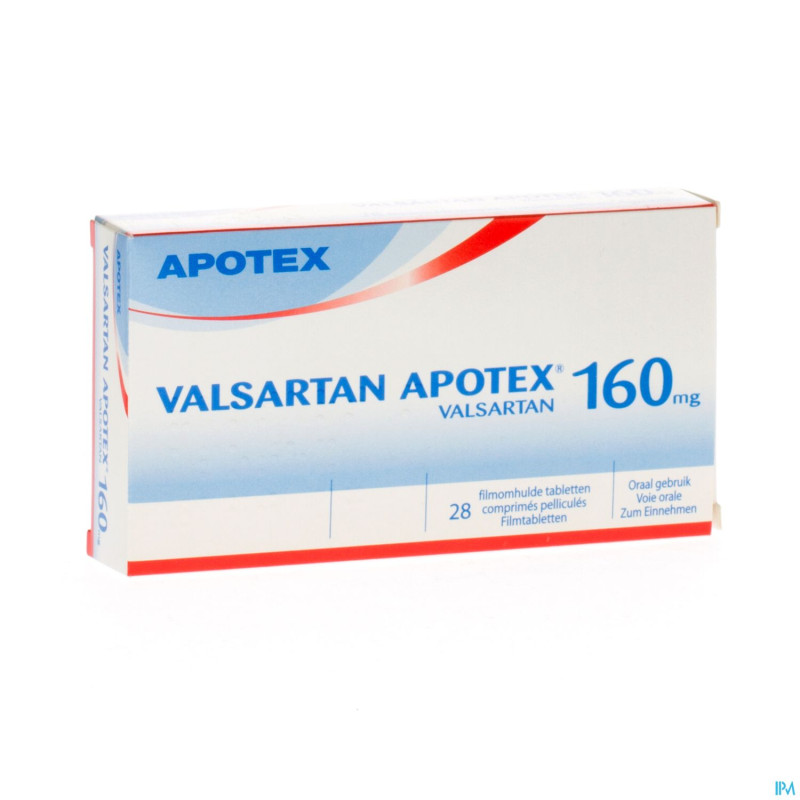 Valsartan apotex 160 mg comp pell 28 x 160 mg