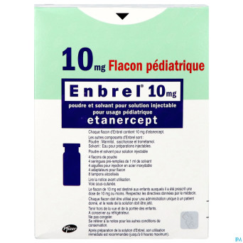 Enbrel 10 mg pulv + solv sol inj pediatrique fl 4