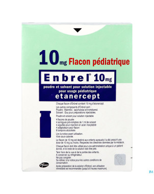 Enbrel 10 mg pulv + solv sol inj pediatrique fl 4