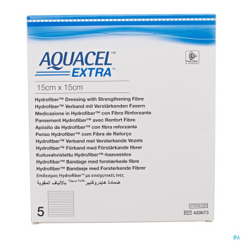 Aquacel extra pans hydrofiber+renf.fibr.15x15cm  5