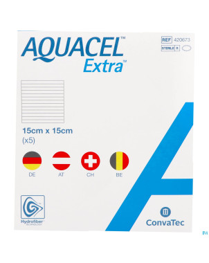 Aquacel extra pans hydrofiber+renf.fibr.15x15cm  5