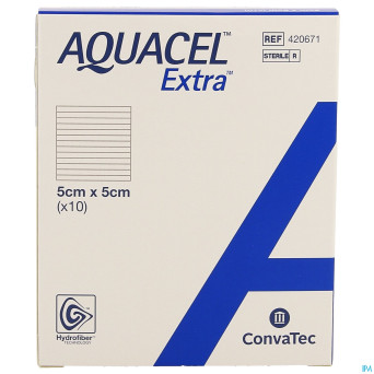 Aquacel extra pans hydrofiber+renf.fibr. 5x 5cm 10
