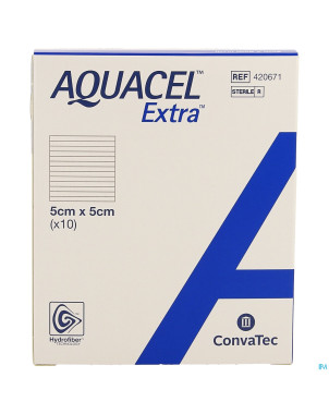 Aquacel extra pans hydrofiber+renf.fibr. 5x 5cm 10