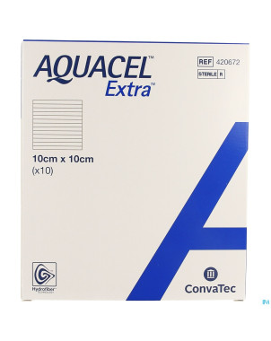 Aquacel extra pans hydrofiber+renf.fibr.10x10cm 10