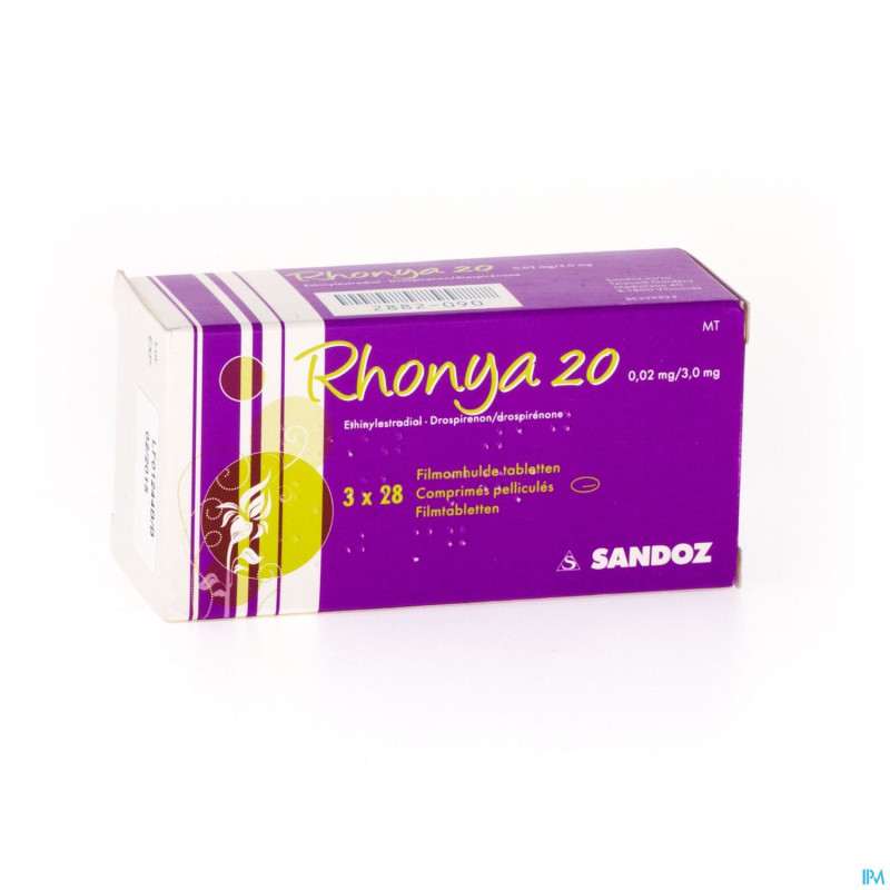 Rhonya 20 0,02 mg/3,0 mg sandoz comp pell 3 x 28