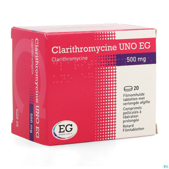 Clarithromycine uno eg 500mg comp pell 20x500mg