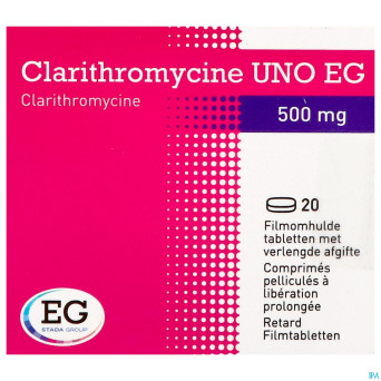 Clarithromycine uno eg 500mg comp pell 20x500mg