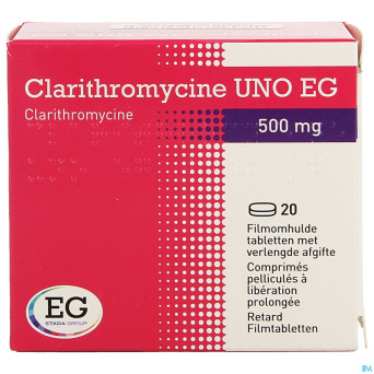 Clarithromycine uno eg 500mg comp pell 20x500mg