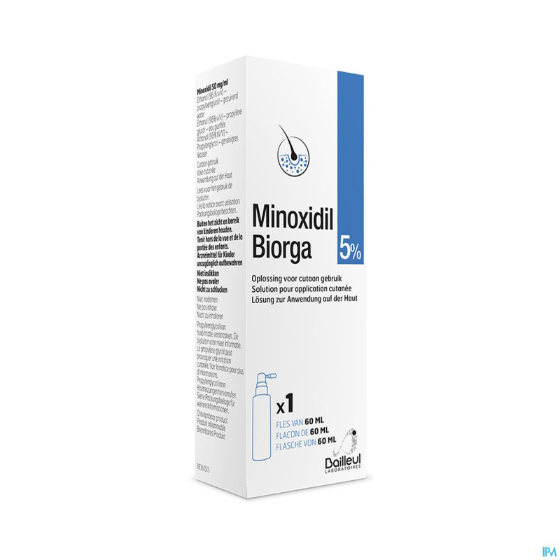 Minoxidil biorga 5% sol cutanee coffret  fl 1x60ml