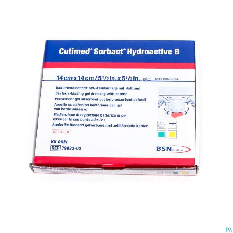 Cutimed sorbact hydroactive b 14x14,0cm 10 7993302