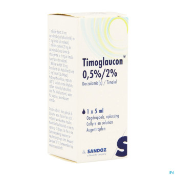 Timoglaucon 20 mg/5 mg sandoz collyre 1 x 5 ml