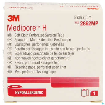 Medipore h 3m perforated  5cmx5m rouleau 1 2862p-s