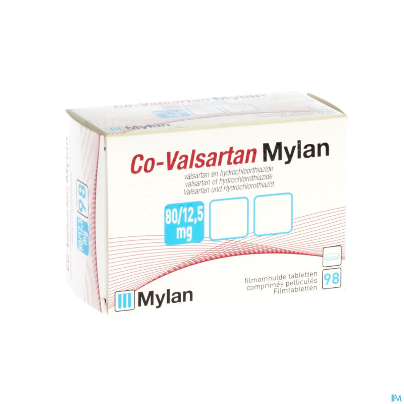 Co valsartan mylan 80 mg/12,5 mg comp pell 98