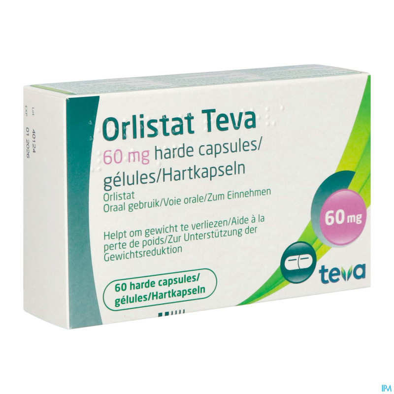 Orlistat teva caps dure  60 x  60 mg