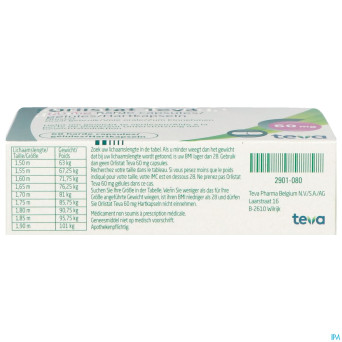 Orlistat teva caps dure  60 x  60 mg