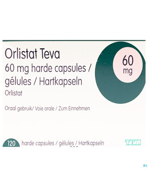 Orlistat teva caps dure 120 x  60 mg