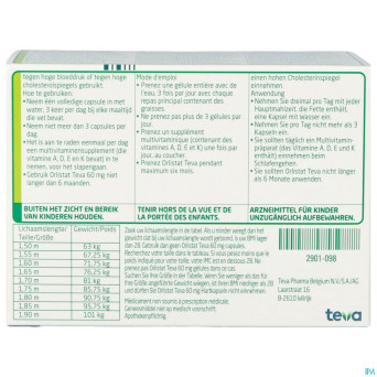 Orlistat teva caps dure 120 x  60 mg