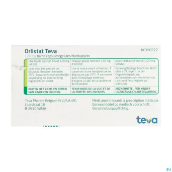 Orlistat teva caps dure  90 x 120 mg